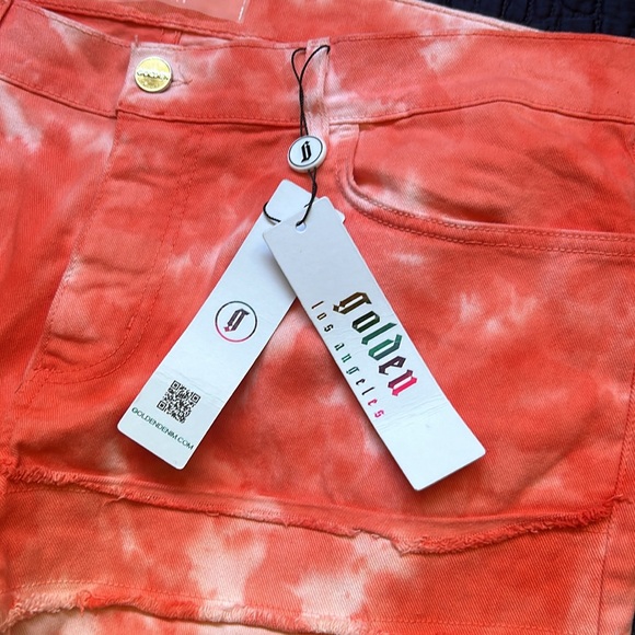 Light Red Tie-dyed Golden Denim Jeans, Size 40 - Picture 3 of 8